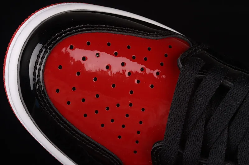 All categories Air Jordan Jordan series basketball shoes Air Jordan 1 High C version Air Jordan 1 High OG "Bred Patent" AJ1 Joe 1 patent leather black and red high-top basketball shoes 555088-063